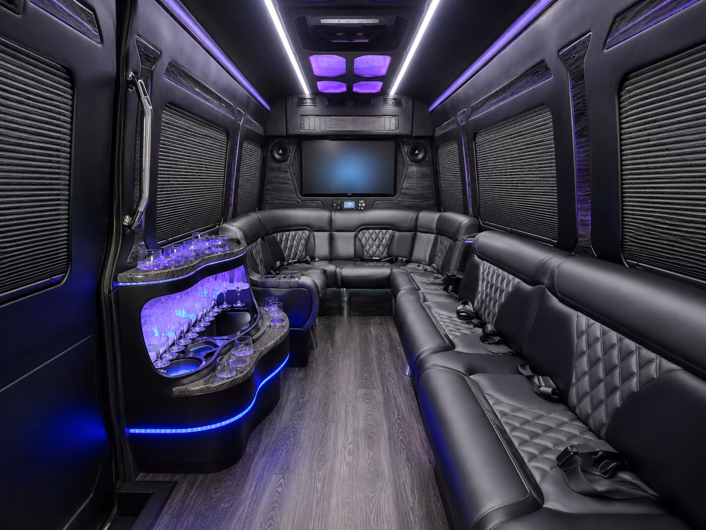 south jordan 40 passenger party bus inside